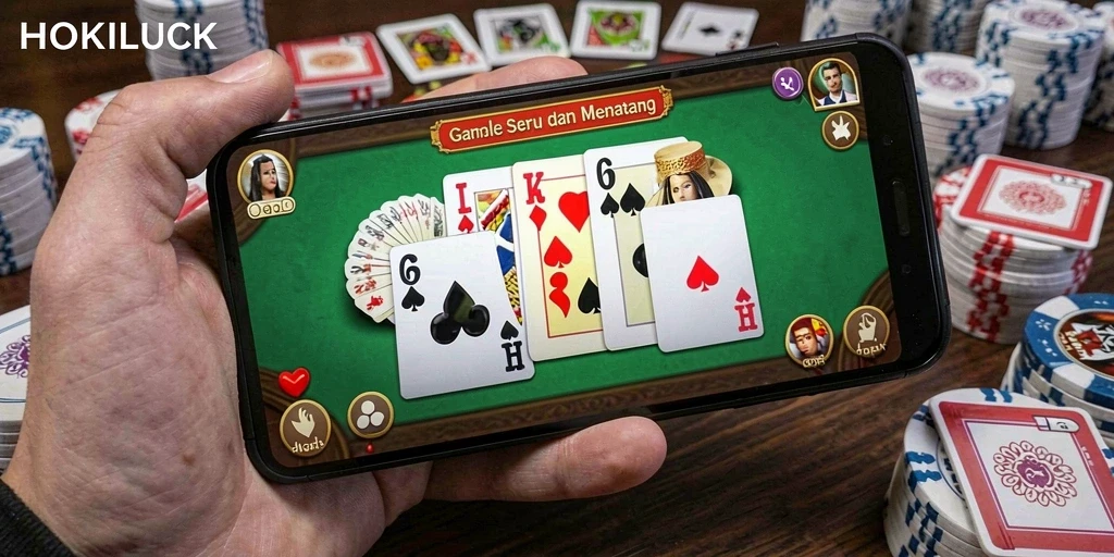 Tampilan gameplay HOKILUCK menampilkan serunya bermain Gaple.