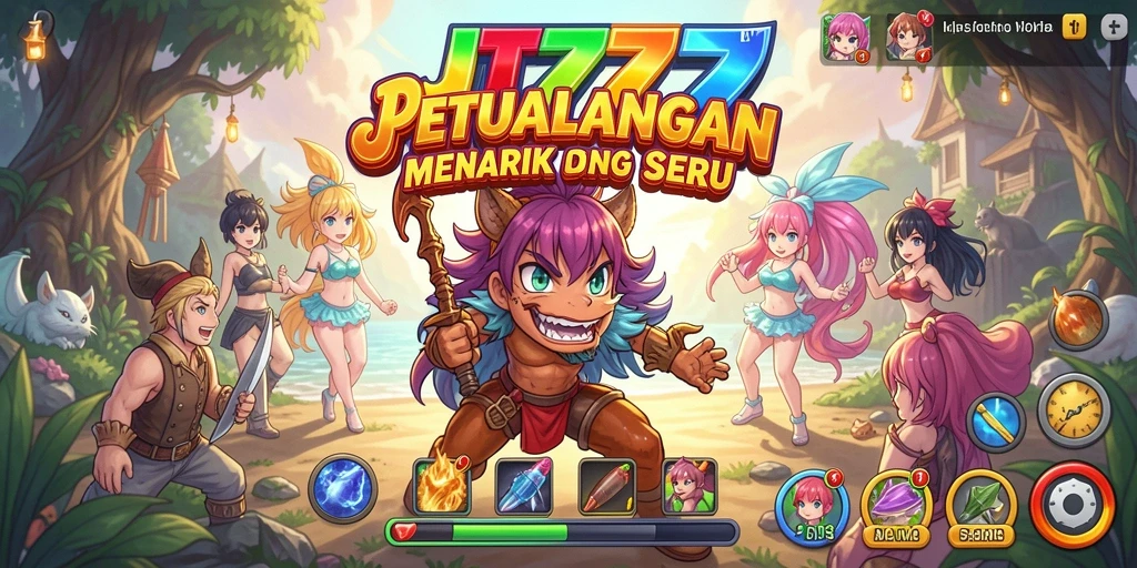 Tampilan menarik dari gameplay JT777 dengan karakter anime yang beraksi.