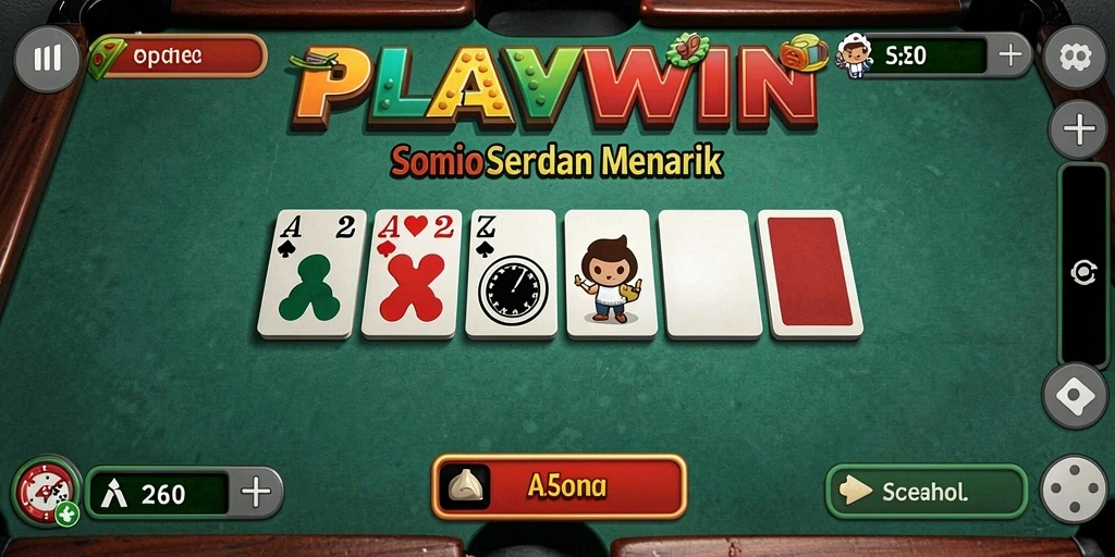 Tampilan screenshot utama PLAYWIN menunjukkan aksi seru dalam permainan Domino.