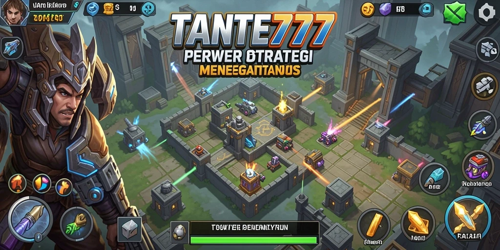 Menampilkan aksi seru dalam gameplay Tower Defense TANTE777.
